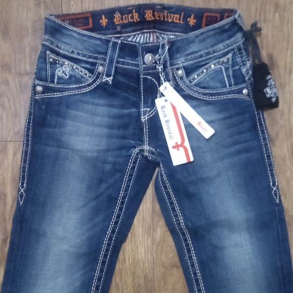 Rock Revival Women's 26 Bootcut Heather Embellished Studs Rhinestones NWT - Picture 4 of 13